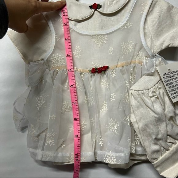 Vintage Set Infant Dress Size 3-6 M Bonnet Girl Linen Lace NWT M Bright Future - Picture 11 of 17